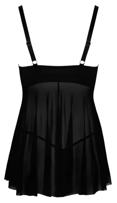 Cottelli Lingerie Бебидолл и стринги с открытой промежностью комплект – чёрный – L Фото num