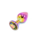 Varavīksnes krāsu anālais spraudnis ar akmeni – 8 cm (3.1″) — Foto 4