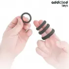 Addicted Toys silikona teksturētu dzimumlocekļa gredzenu komplekts – 4 lokāmi izmēri – melns — Foto 2