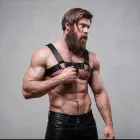 Fetish Submissive Attitude Men's Adjustable Eco-Leather Chest Harness – Black — Photo 6