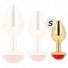 KINK metāla anālais spraudnis Gold ar sarkanu rozi – 7.8 cm – Zelts — Foto 3