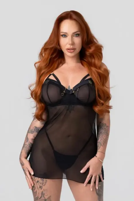 Christine Obsession Sheer Mesh Babydoll - Open Back, Adjustable Straps