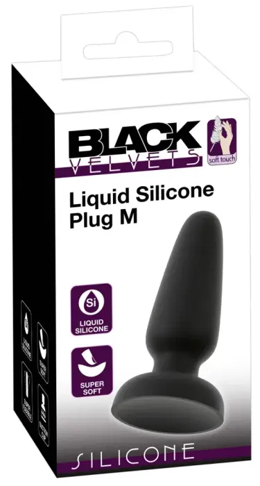 Black Velvets Liquid Silicone Plug M – 11.2 cm – Black