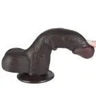 LoveToy Sliding Skin Dual Layer Dong – realistiškas dviejų sluoksnių dildo – TPE – juodas – 19 cm — Nuotrauka 9
