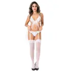 Комплект бюстгальтера и трусиков с подвязками – белый – L/XL — Фото 6