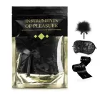 Bijoux Indiscrets Instruments of Pleasure set – green – feather tickler, satin mask & ties — Photo 1