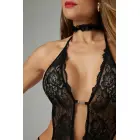 Christine Body Renee Black Floral Lace Open Design Bodysuit – S/M — Photo 2