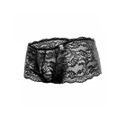 MOB Eroticwear Rose Lace Boxer Shorts – Black – S/M Photo
