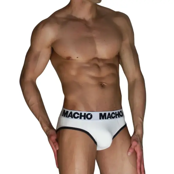 MACHO MCH006 Classic Men's Briefs – White & Black – M