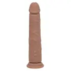 Vibruojantis ir judantis silikoninis stud dildo – ruda — Nuotrauka 4