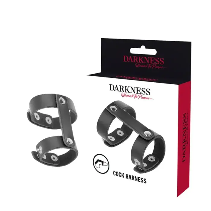 Darkness Adjustable Synthetic Leather Dual Intimate Ring – Black