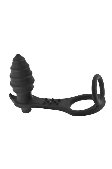 Vibrating Cockring Anal Plug – Black