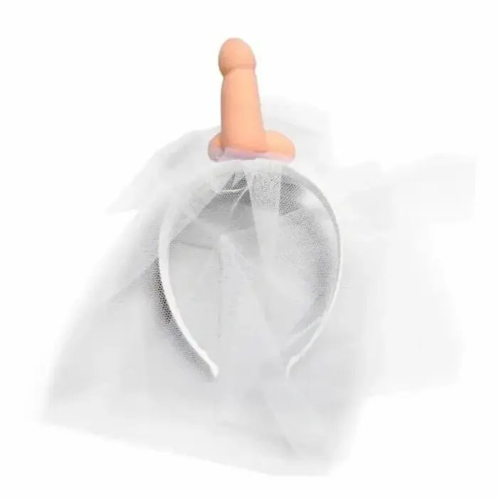 Diablo Picante bachelorette bridal veil with fun motif – white