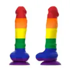 Mythology Corey Pride – šķidrā silikona fantāzijas dildo ar piesūcekni – varavīksnes – L — Foto 6