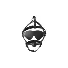 Ouch! Adjustable Black Head Harness with Integrated Blindfold & Ball Gag — Photo 3