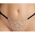 Cottelli LINGERIE – adjustable lace string with rhinestone triangle – black – S-L — Photo 4