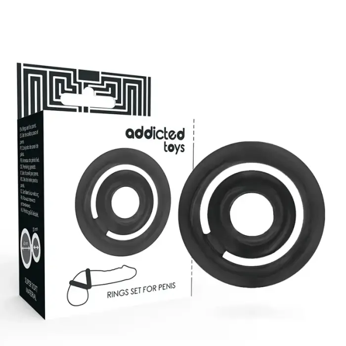 Addicted Toys Potenz Dual Silicone Support Ring Set Black 42/20mm