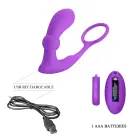 PRETTY LOVE Warren Purple Wireless Remote Control Vibrating Cock Ring with Anal Plug — Photo 8