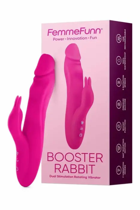 FemmeFunn Booster Rabbit вращающийся кролик-вибратор двойного действия – 21.6 см (8.5″) – розовый