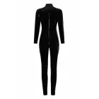 Guilty Pleasure Total Eclipse Catsuit – комбинезон из Datex на всё тело с длинными рукавами, высоким воротом и молнией спереди – чёрный – Размер: L — Фото 5