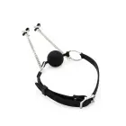 Kiotos X Silicone Ball Gag with Nipple Clamps — Photo 3