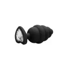 Ribbed Diamond Heart Anal Plug – L – Black — Photo 4