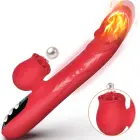 Multifunction Heating Vibrator with Licking and Thrusting – 24 cm – Red — Photo 6
