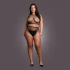 2 Pc Crop Top and Pantie Set with Fishnet Structure – Black – XL-4XL — Photo 4