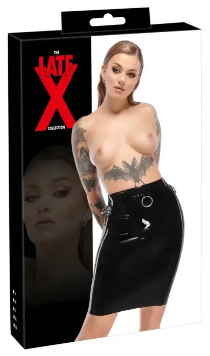 Latex Skirt with Rings – Black – M