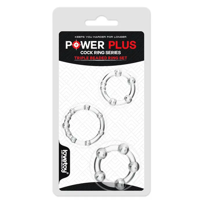 Power Plus – triple beaded cock ring set – TPE – stimulating beads