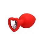 Large Red Heart-Shaped Butt Plug with White Crystal – 9 cm (3.5″) — Photo 1