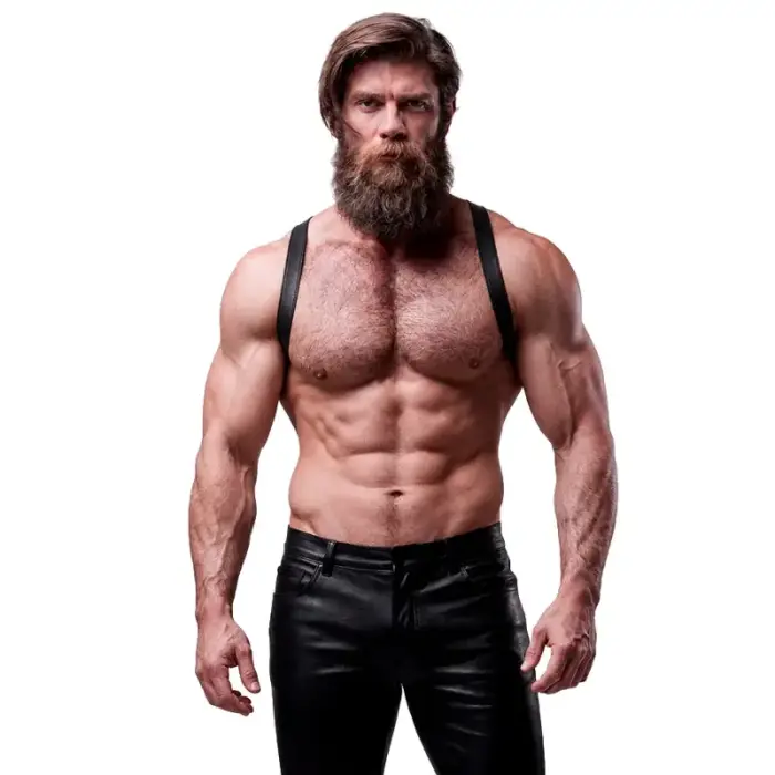 Fetish Submissive Attitude Men's Eco-Leather Adjustable Chest Harness – Black – One Size