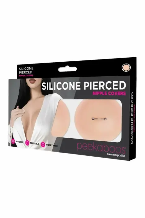 Peekaboos Silicone Pierced Nipple Covers – reusable faux-piercing covers – flesh – 8.4 cm