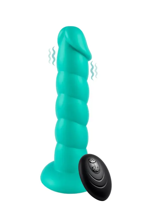 Playhouse Spiral Tease realistic vibrating dong with remote – silicone – S – green
