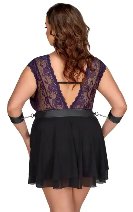 Cottelli Bondage Plus babydoll öösärk aksessuaaridega – lilla – 3XL Photo