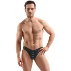 Svenjoyment Herren Rio – men's imitation leather thong with metal rings – black – S — Photo 3