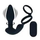 Dual Vibrating Rotating Beads Prostate Stimulator with Cock and Ball Ring – Black — Photo 1