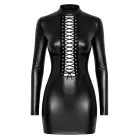 Noir Handmade – мини-платье из powerwetlook со шнуровкой в декольте и длинными рукавами – чёрное – S — Фото 5