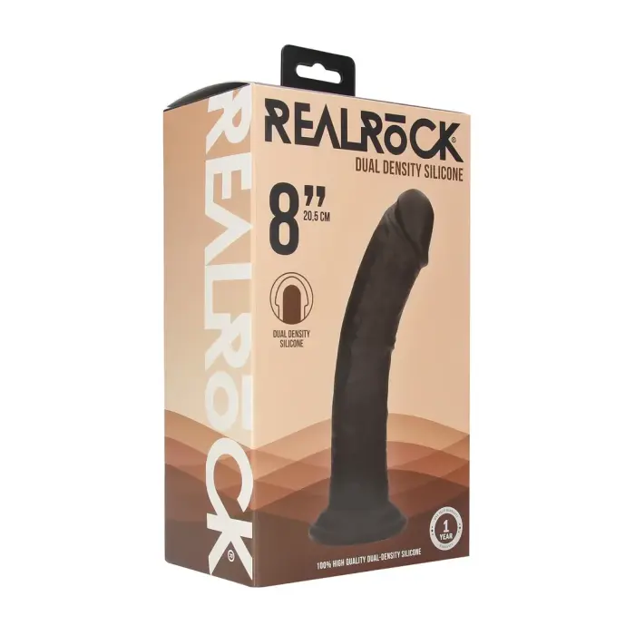 Divu blīvumu silikona izliekts reālistisks dildo ar piesūcekni – melns – 20,5 cm