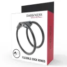 Darkness регулируемая система двойного кольца из кожи и резины, универсальный размер – черный — Фото 4