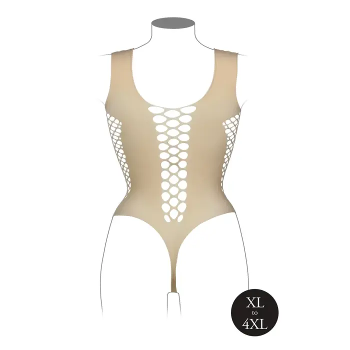 Bodijs ar dziļu V-izgriezumu un necaurspīdīgiem dekoriem – Queen Size Foto 9