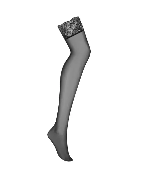 Obsessive Matildea hold-up stockings with wide lace – black – L/XL