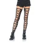 Wetlook Footless Lace Up Thigh Highs – Black – S/M — Photo 4