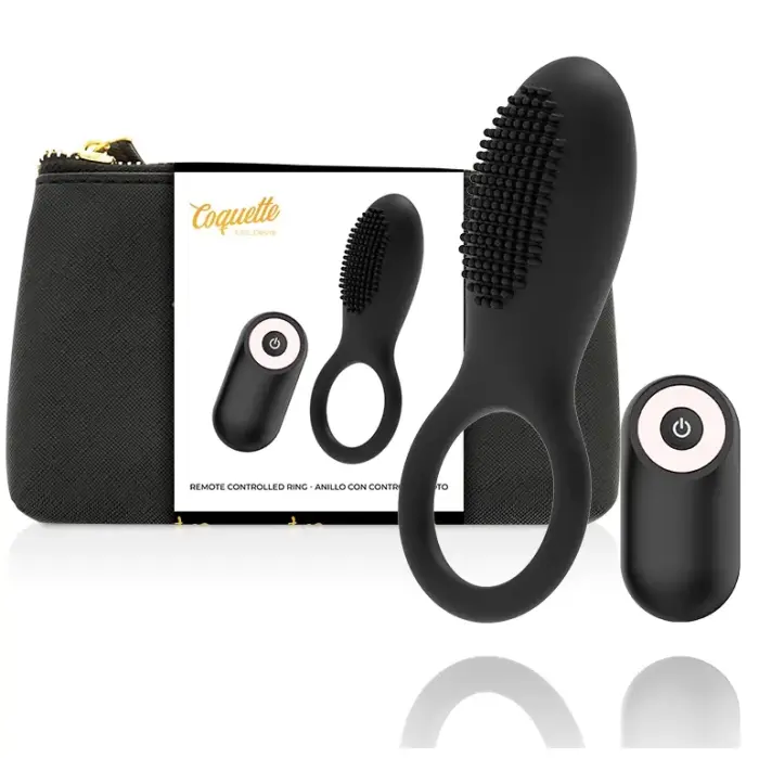 Coquette Chic Desire Black/Gold Vibrating Ring Remote Rechargeable