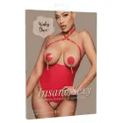 Coquette Cupless & Crotchless Bodysuit – Red – One Size — Photo 5