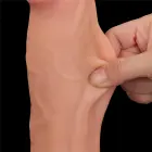 LoveToy King Sized Sliding Skin Dual Layer Dong – realistiškas dildo – TPE – kūno spalvos – 29,2 cm — Nuotrauka 18