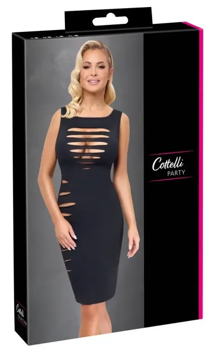 Cottelli PARTY прозрачное платье с вырезами – чёрное – L