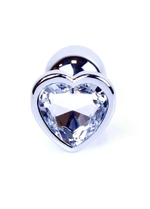 Plug-Jewellery Silver анальная пробка в форме сердца – 7 cm (2.8″) – Прозрачный