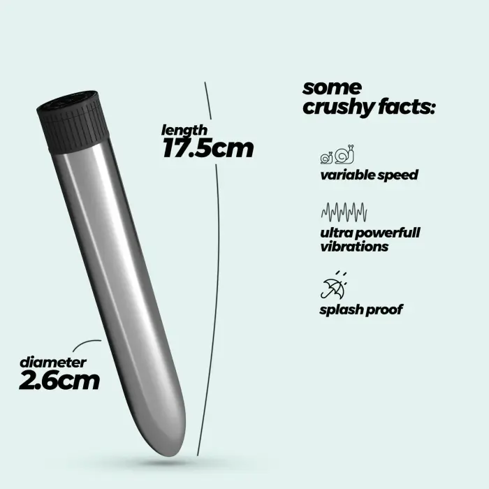 CRUSHIOUS CLASSIC VIBE VIBRATORS – 17.5 cm (6.9″) – sudraba Foto 7