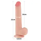 Sliding Skin двухслойный дилдо – 9'' (23 см) – Телесный — Фото 3
